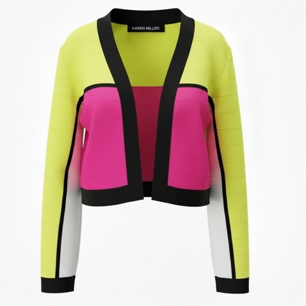 Karen Millen Neon Colorblock Cardigan Sweater XXXL